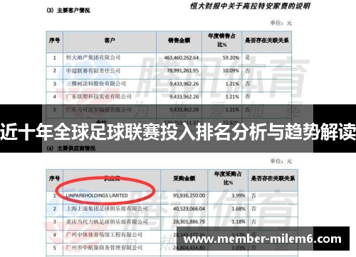 近十年全球足球联赛投入排名分析与趋势解读
