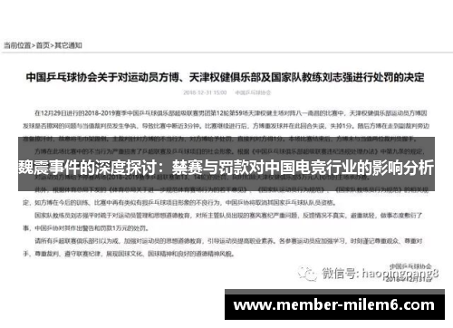 魏震事件的深度探讨：禁赛与罚款对中国电竞行业的影响分析